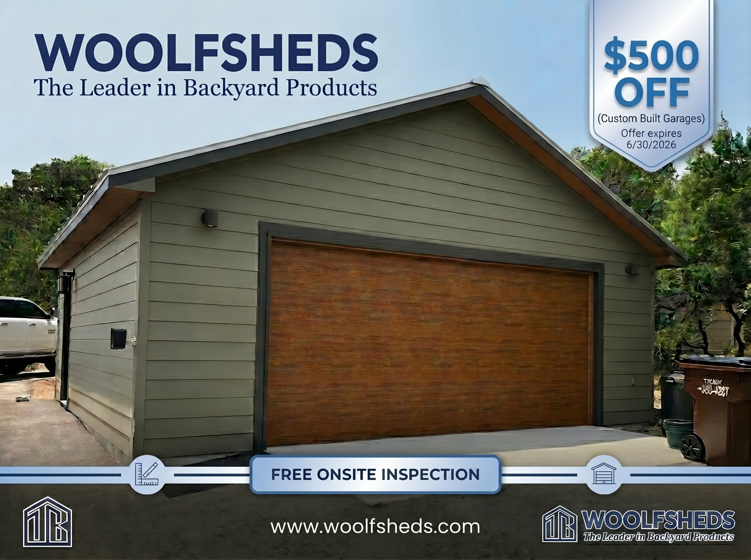 Custom garage built by J.B. Woolf Sheds in San Antonio, Texas
